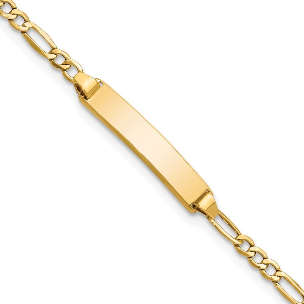 14k Yellow Gold Semi-solid Polished Figaro Id Bracelet